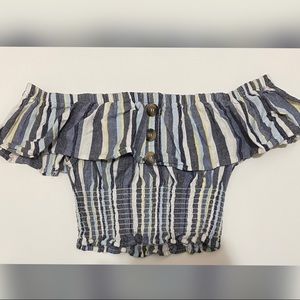 Derek heart off the shoulder denim shirt